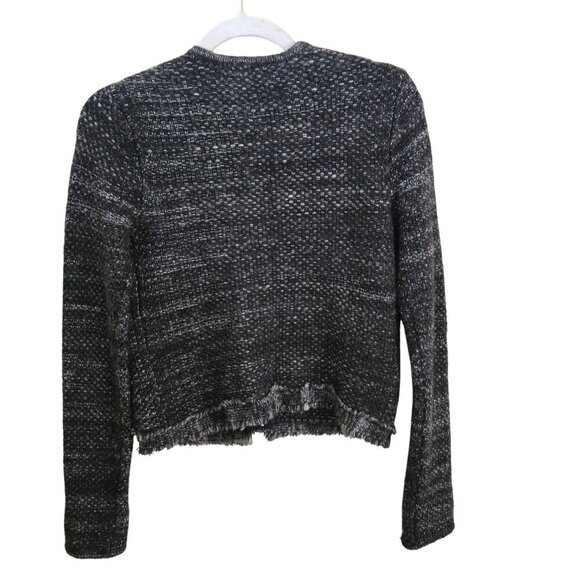 Joie Basketweave Porsha Jacket Ebony Shimmer Full Zip Wool Pockets Size XXS - Picture 3 of 6